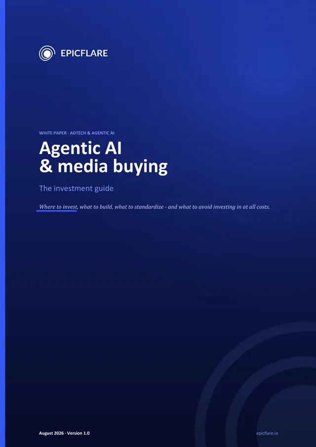Cover of the white paper “Agentic AI & media buying”, subtitled “The investment guide”