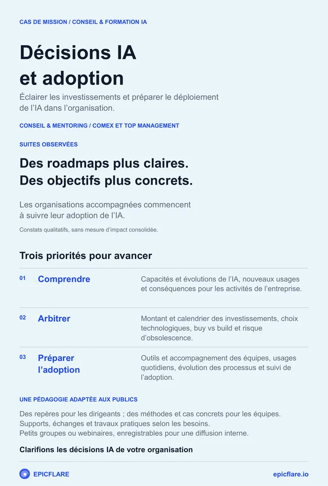 Première page du cas de mission Décisions IA et adoption